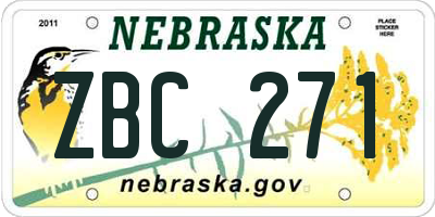 NE license plate ZBC271