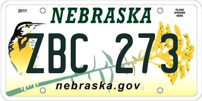 NE license plate ZBC273