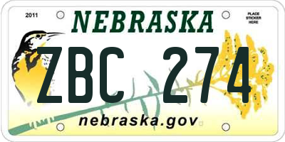 NE license plate ZBC274