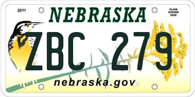 NE license plate ZBC279