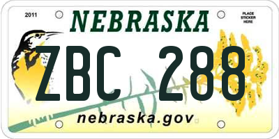 NE license plate ZBC288
