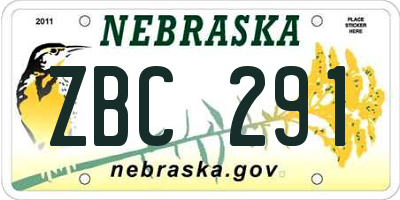 NE license plate ZBC291