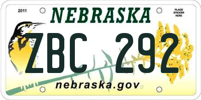NE license plate ZBC292