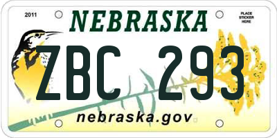 NE license plate ZBC293