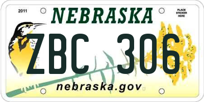 NE license plate ZBC306