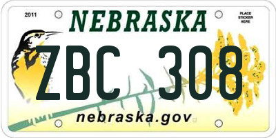 NE license plate ZBC308