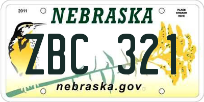 NE license plate ZBC321