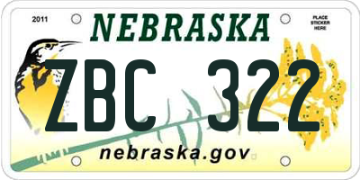 NE license plate ZBC322