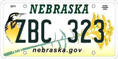 NE license plate ZBC323