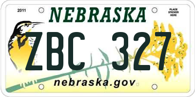 NE license plate ZBC327