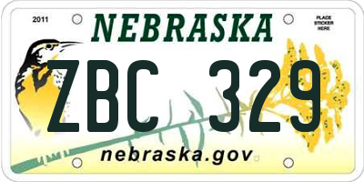 NE license plate ZBC329