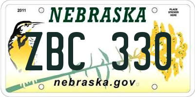 NE license plate ZBC330