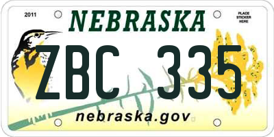 NE license plate ZBC335