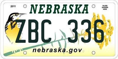 NE license plate ZBC336