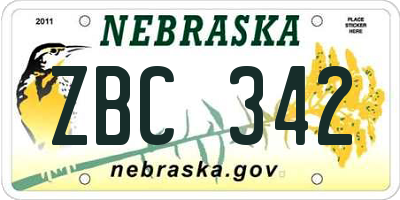 NE license plate ZBC342