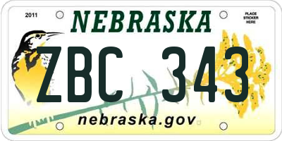 NE license plate ZBC343
