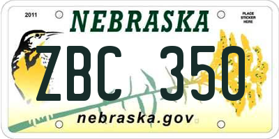 NE license plate ZBC350