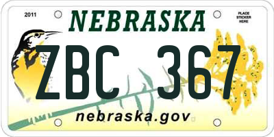 NE license plate ZBC367