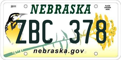 NE license plate ZBC378