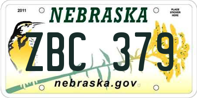 NE license plate ZBC379