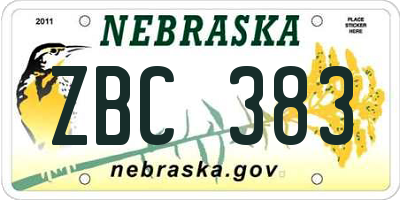 NE license plate ZBC383
