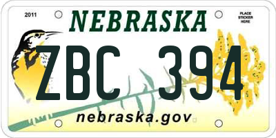 NE license plate ZBC394