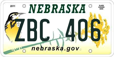 NE license plate ZBC406