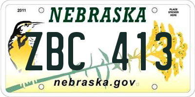 NE license plate ZBC413