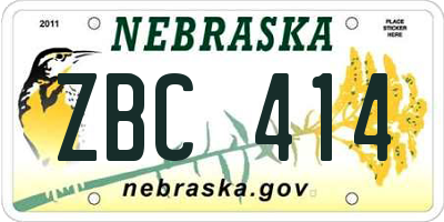 NE license plate ZBC414
