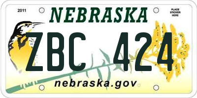 NE license plate ZBC424