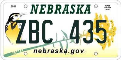 NE license plate ZBC435