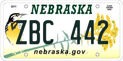NE license plate ZBC442