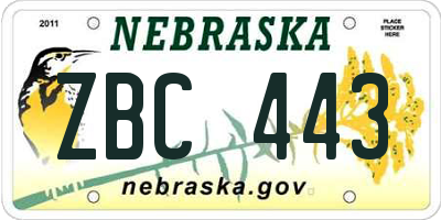 NE license plate ZBC443
