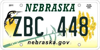 NE license plate ZBC448