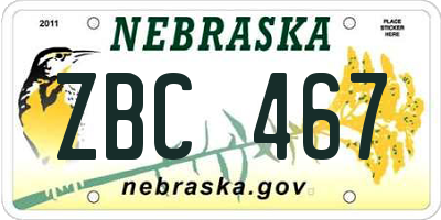 NE license plate ZBC467