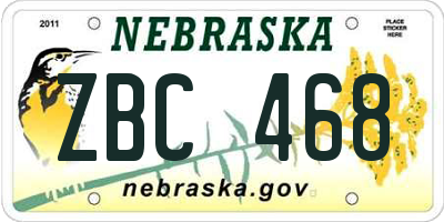 NE license plate ZBC468