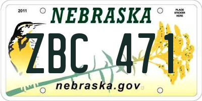 NE license plate ZBC471