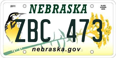 NE license plate ZBC473