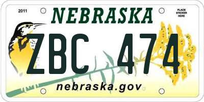 NE license plate ZBC474