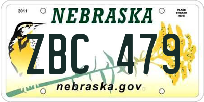 NE license plate ZBC479