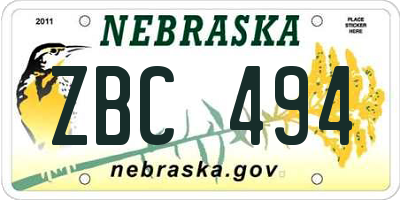 NE license plate ZBC494