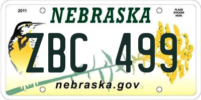 NE license plate ZBC499