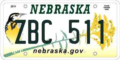 NE license plate ZBC511