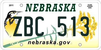 NE license plate ZBC513
