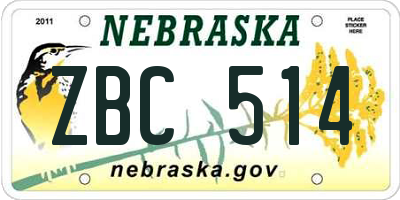 NE license plate ZBC514
