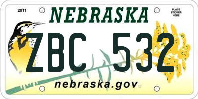 NE license plate ZBC532