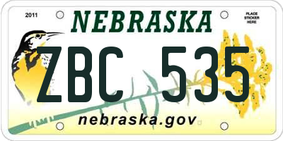 NE license plate ZBC535
