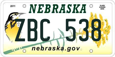 NE license plate ZBC538