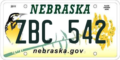 NE license plate ZBC542