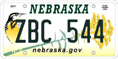 NE license plate ZBC544